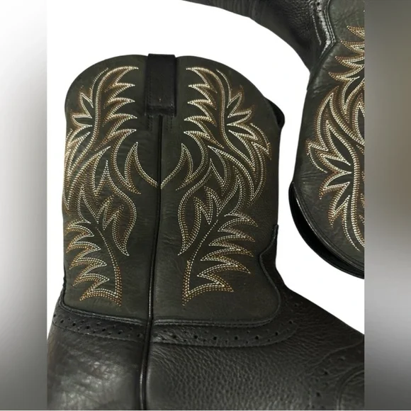 Brand New ARIAT Leather Cowboy Boots in Black Deertan Size 11